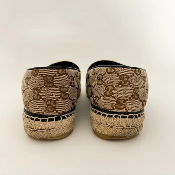 Gucci Pilar GG Supreme Canvas Espadrilles Brown Logo Marmont Flat Slip on EU 38 - Picture 5 of 11